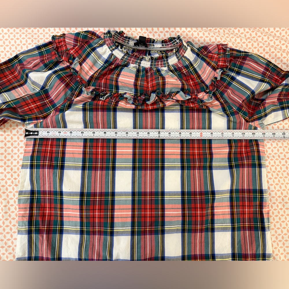 J.Crew Smocked Popover Top in Snowy Stewart Tartan - Picture 6 of 6